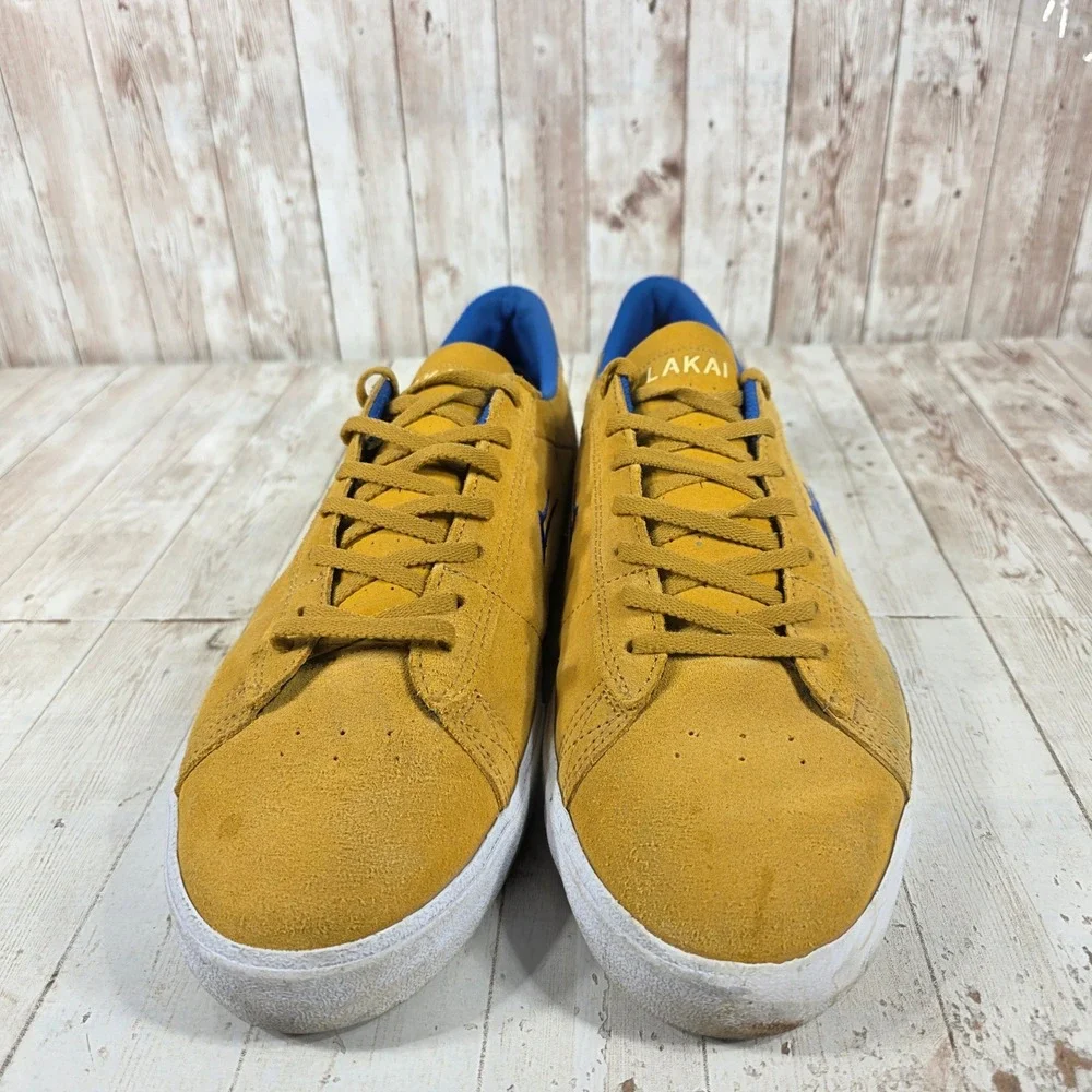 Lakai Newport Mens Suede Skate Shoes Mustard Yellow Blue MS120-0245 Size 13